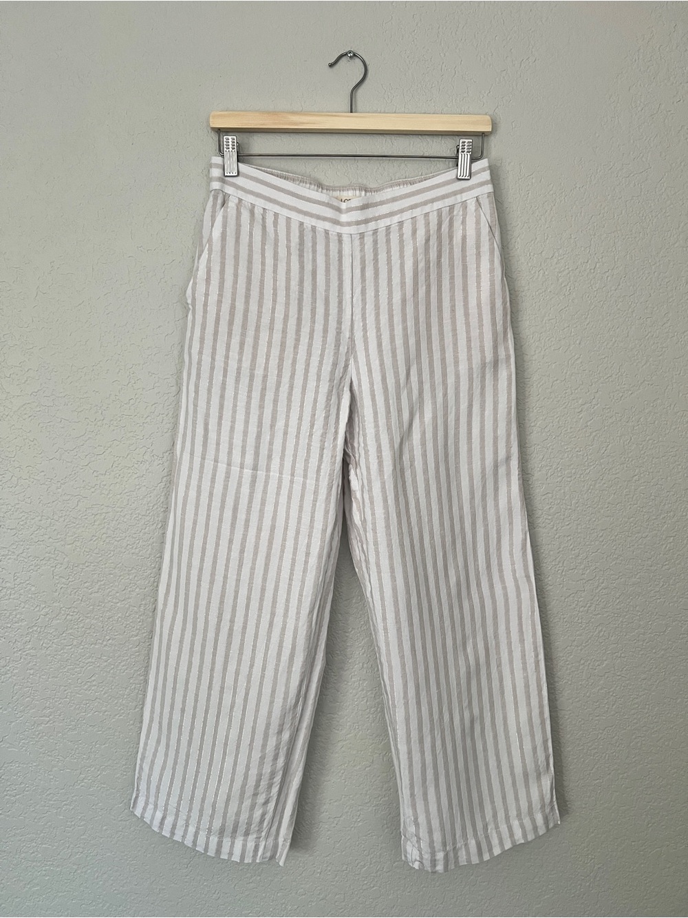 LOFT Men's Striped Chinos — White & Tan